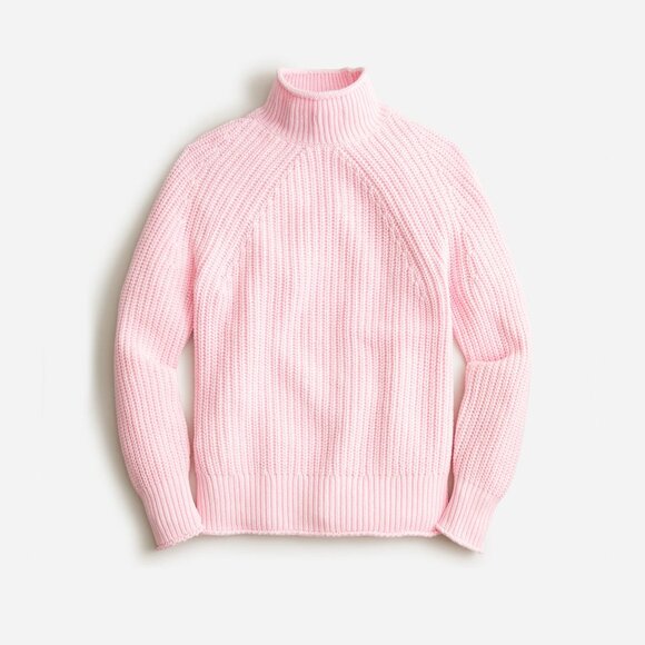 Jcrew NWT 100% cotton relaxed roll neck sweater in size small color pink - Picture 1 of 9